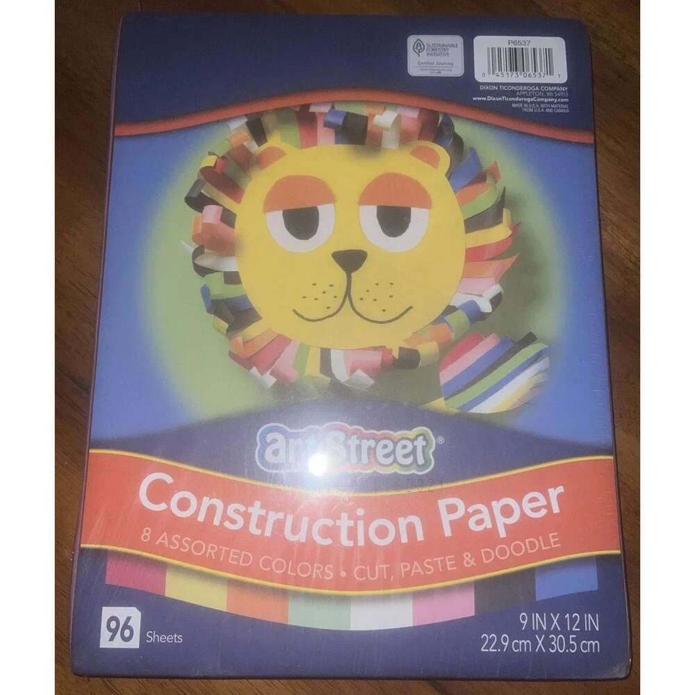Art Street Construction Paper Size 9x12, 8 Assorted Colors. 96 Sheets.  New￼